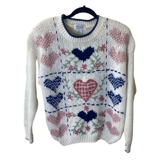 margules Sweaters - Margules Chunky Knit Heart Sweater Sz M